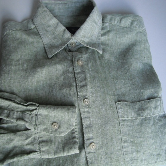 Scott Barber Long Sleeve Shirt 100% Linen PRE-OWNE - Picture 5 of 6